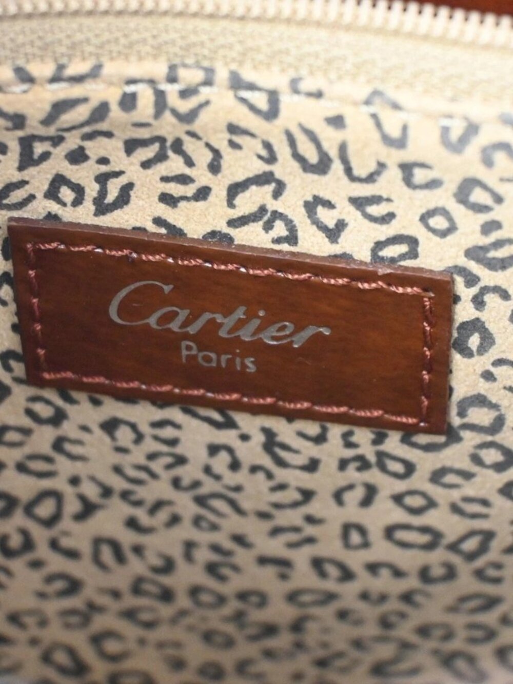 CARTIER Logo Panther Chain Shoulder Bag Patent Leather Brown SHW Frace 84RL974 - Picture 13 of 15